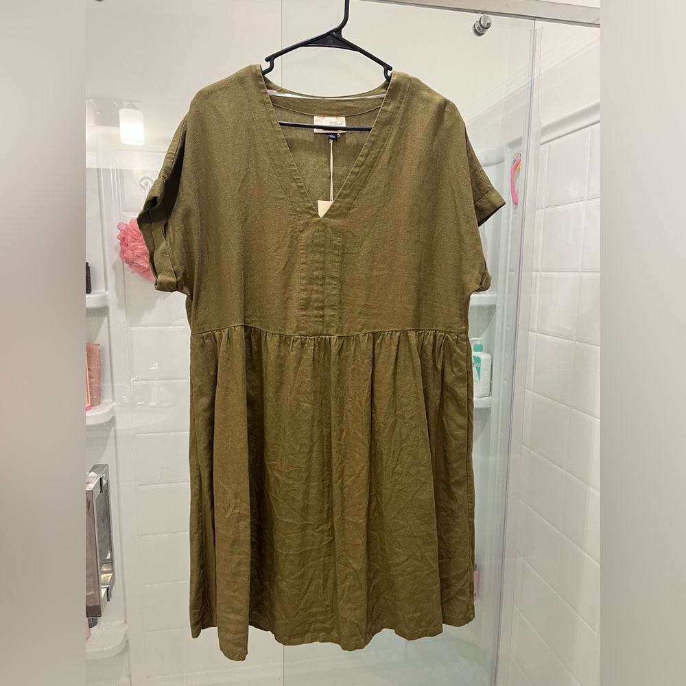 Army green dress with pockets